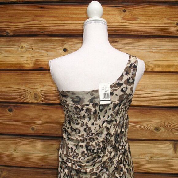 NWT Alexia Admor One Shoulder Gold Leopard Mini Dress - Picture 8 of 12